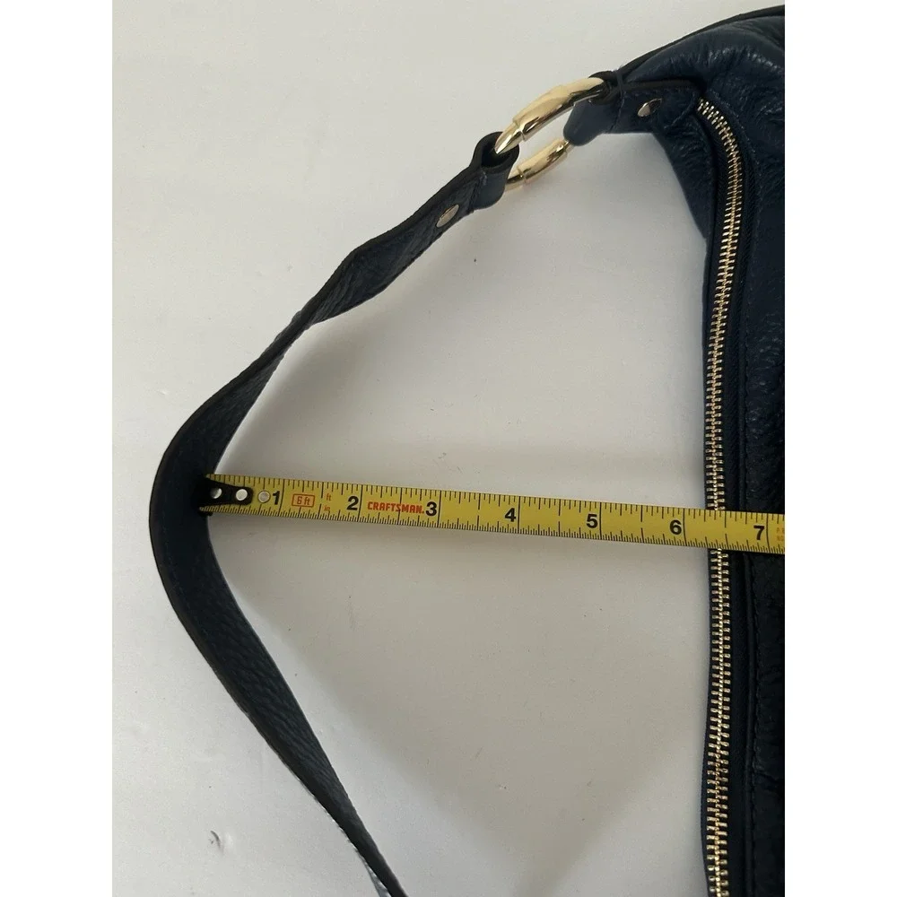 Michael Kors Fulton Large Hobo Shoulder Bag Navy Blue Pebbled Leather Gold MK